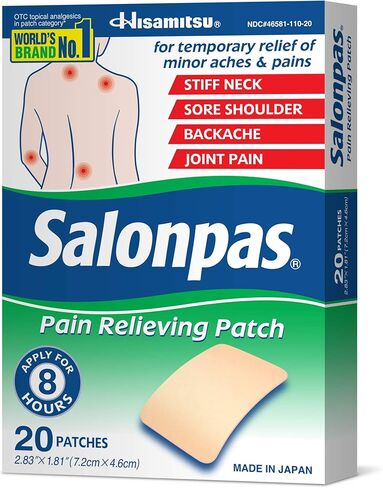 رقعة تخفيف الألم من سالونباس، 20 قطعة، لتخفيف آلام الظهر والرقبة والكتف والركبة وألم العضلات، لمدة 8 ساعات in Kuwait