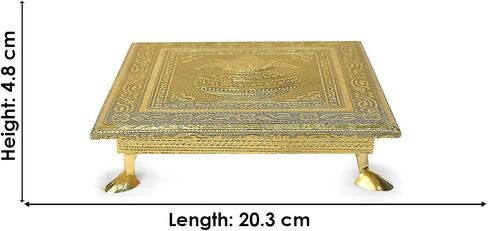 SATVIK 8 X 8 Inch Puja Choki | Meenakari Chowki for Puja Table with Kalash Design Ganesh Murti Sthapana Statue Choki/Chokki Mandir Temple Wedding Bajot Stool Stand Home Decor Pooja Festival Gift Items in Saudi Arabia