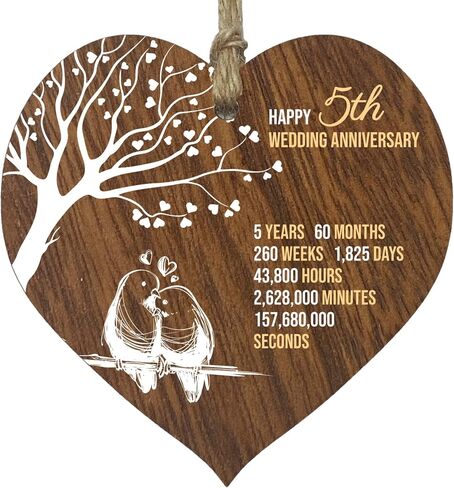 1st Wedding Anniversary Wooden Heart Plaque, Dark Wood Christmas Sign Keepsake, Celebrate Paper Anniversary Wife Husband Boyfriend Girlfriend Mom Dad, Plaque with Quotes Gifts from the Kids in Saudi Arabia