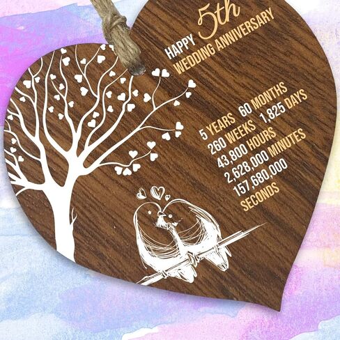 1st Wedding Anniversary Wooden Heart Plaque, Dark Wood Christmas Sign Keepsake, Celebrate Paper Anniversary Wife Husband Boyfriend Girlfriend Mom Dad, Plaque with Quotes Gifts from the Kids in Saudi Arabia