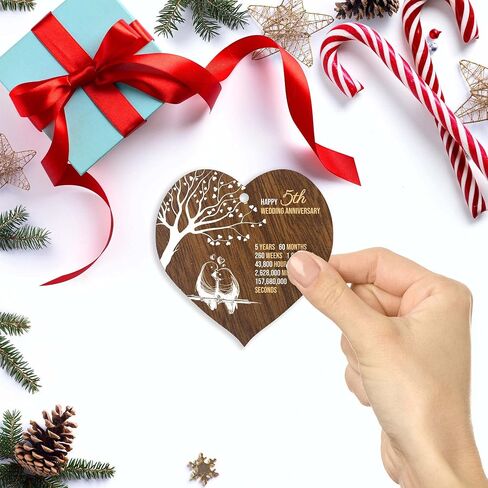 1st Wedding Anniversary Wooden Heart Plaque, Dark Wood Christmas Sign Keepsake, Celebrate Paper Anniversary Wife Husband Boyfriend Girlfriend Mom Dad, Plaque with Quotes Gifts from the Kids in Saudi Arabia