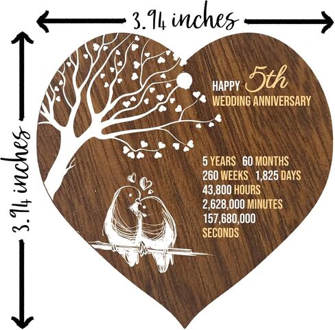 1st Wedding Anniversary Wooden Heart Plaque, Dark Wood Christmas Sign Keepsake, Celebrate Paper Anniversary Wife Husband Boyfriend Girlfriend Mom Dad, Plaque with Quotes Gifts from the Kids in Saudi Arabia