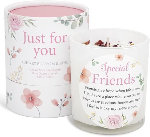 شمعة Special Friends التي تمثل هدايا رائعة لصديق مميز. أفضل صديق يقدم شمعة الصويا مع الكوارتز الوردي وبتلات الورد in Kuwait