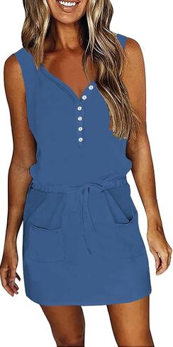 SAUKOLE Women’s Summer Swing Short Dress with Pockets Casual Cover Ups Loose Flowy Sundress in Saudi Arabia