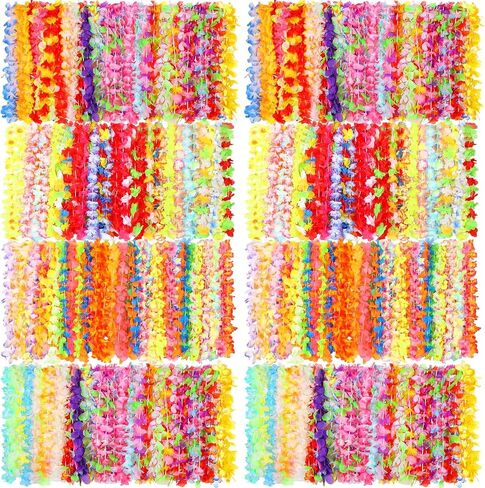 500 Pcs Hawaiian Leis Bulk Luau Leis Necklace Hawaiian Flower Tropical Floral Necklace for Kids Adults Luau Holiday Wedding Beach Birthday Party Supplies Decor Multi Color(Macaron Color) in Kuwait