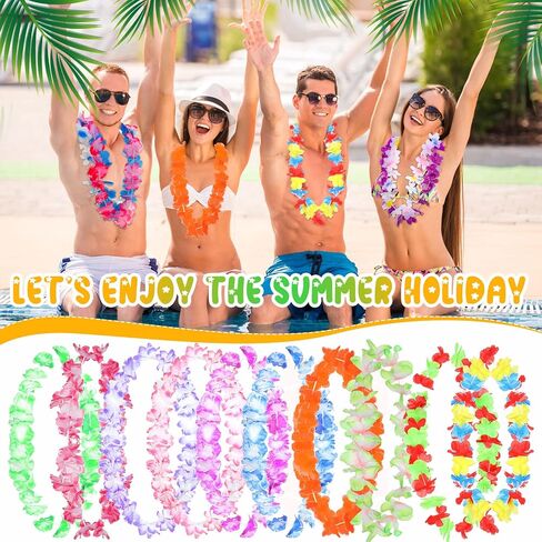 500 Pcs Hawaiian Leis Bulk Luau Leis Necklace Hawaiian Flower Tropical Floral Necklace for Kids Adults Luau Holiday Wedding Beach Birthday Party Supplies Decor Multi Color(Macaron Color) in Kuwait