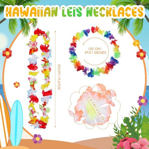 500 Pcs Hawaiian Leis Bulk Luau Leis Necklace Hawaiian Flower Tropical Floral Necklace for Kids Adults Luau Holiday Wedding Beach Birthday Party Supplies Decor Multi Color(Macaron Color) in Kuwait