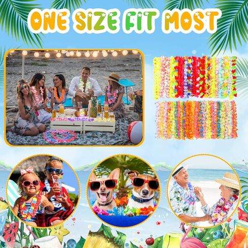 500 Pcs Hawaiian Leis Bulk Luau Leis Necklace Hawaiian Flower Tropical Floral Necklace for Kids Adults Luau Holiday Wedding Beach Birthday Party Supplies Decor Multi Color(Macaron Color) in Kuwait