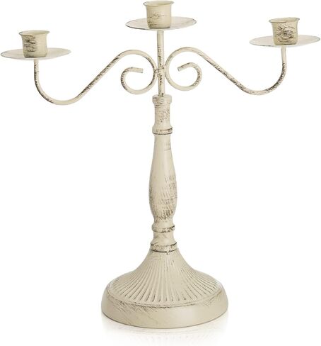 حامل شموع ZOOFOX 3 أذرع، حامل شمعدانات بيضاء لديكور المنزل وحفلات الطعام وحفلات الزفاف هدية الترحيب بالمنزل الجديد in Kuwait