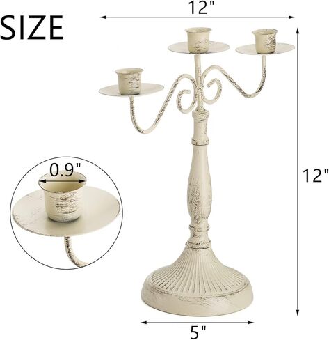 حامل شموع ZOOFOX 3 أذرع، حامل شمعدانات بيضاء لديكور المنزل وحفلات الطعام وحفلات الزفاف هدية الترحيب بالمنزل الجديد in Kuwait