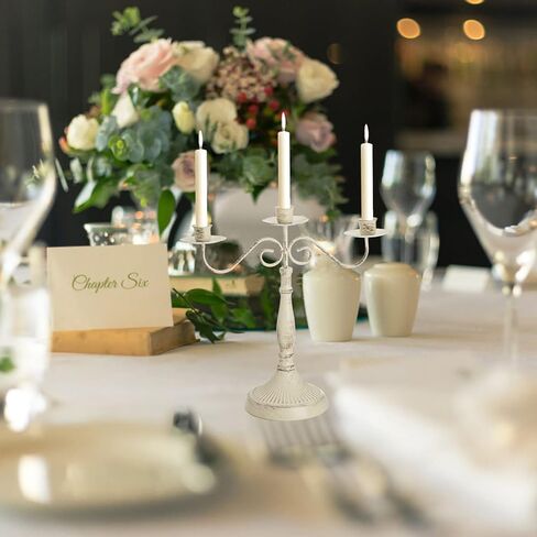 حامل شموع ZOOFOX 3 أذرع، حامل شمعدانات بيضاء لديكور المنزل وحفلات الطعام وحفلات الزفاف هدية الترحيب بالمنزل الجديد in Kuwait