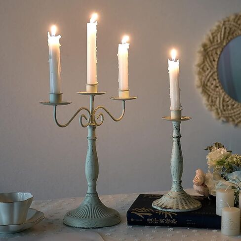 حامل شموع ZOOFOX 3 أذرع، حامل شمعدانات بيضاء لديكور المنزل وحفلات الطعام وحفلات الزفاف هدية الترحيب بالمنزل الجديد in Kuwait