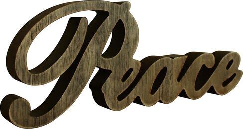 CVHOMEDECO. Rustic Vintage Distressed White Wooden Words Sign Free Standing "Peace" Tabletop/Shelf/Home Wall/Office Decoration Art, 11 x 4-1/4 x 1 Inch in Saudi Arabia