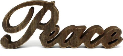 CVHOMEDECO. Rustic Vintage Distressed White Wooden Words Sign Free Standing "Peace" Tabletop/Shelf/Home Wall/Office Decoration Art, 11 x 4-1/4 x 1 Inch in Saudi Arabia