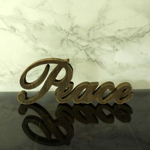 CVHOMEDECO. Rustic Vintage Distressed White Wooden Words Sign Free Standing "Peace" Tabletop/Shelf/Home Wall/Office Decoration Art, 11 x 4-1/4 x 1 Inch in Saudi Arabia