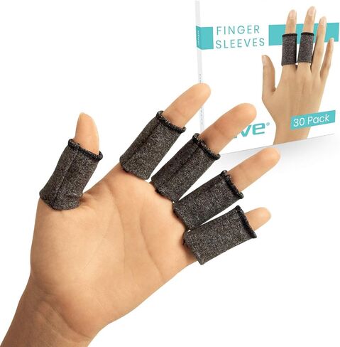 Vive Finger Sleeves (30 Pack) - Compression Cushion for Arthritis, Swelling, Joint Pain Relief - Thumb & Index Guard Wraps Basketball, Golf, Crochet, Writing, & More - Support Protectors for Sports in Saudi Arabia