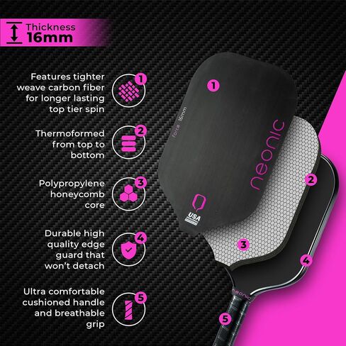 Force 16mm Carbon Fiber Pickleball Paddle, Thermoformed Elongated Professional Paddle with Foam Injection Unibody in Saudi Arabia