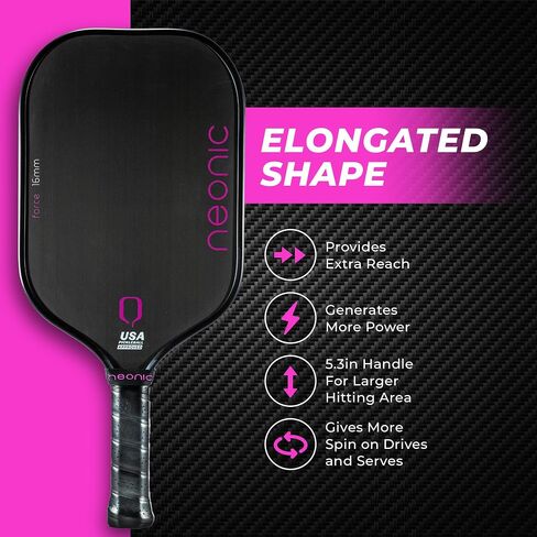 Force 16mm Carbon Fiber Pickleball Paddle, Thermoformed Elongated Professional Paddle with Foam Injection Unibody in Saudi Arabia