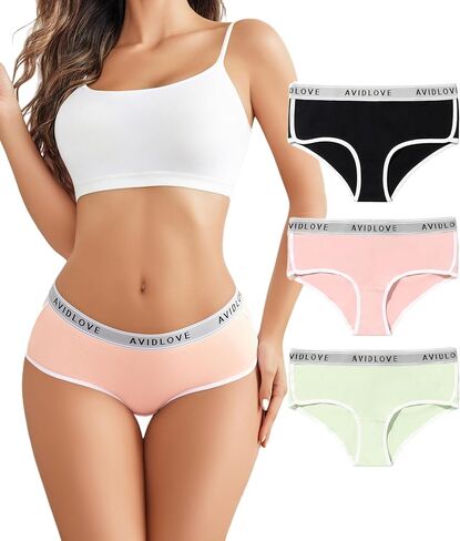 Avidlove Cotton Underwear for Women Hipster Panties Stretch Briefs Mid Rise Ladies Underpants Multipack in Saudi Arabia