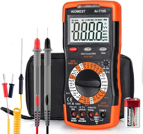 ANNMETER Digital Multimeter, AUTO-Ranging 6000 Counts TRMS DC&AC Vlotmeter Ohm Amp Resistance Capacitor Meter, Measures Frequency Duty Cycle Temp Transistor hEF AN-770S in Kuwait