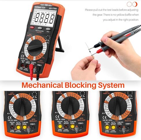 ANNMETER Digital Multimeter, AUTO-Ranging 6000 Counts TRMS DC&AC Vlotmeter Ohm Amp Resistance Capacitor Meter, Measures Frequency Duty Cycle Temp Transistor hEF AN-770S in Kuwait