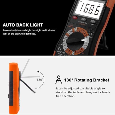 ANNMETER Digital Multimeter, AUTO-Ranging 6000 Counts TRMS DC&AC Vlotmeter Ohm Amp Resistance Capacitor Meter, Measures Frequency Duty Cycle Temp Transistor hEF AN-770S in Kuwait
