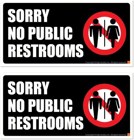 Sign-Buddy (2 pcs) SORRY NO PUBLIC RESTROOMS/Restroom For Customers Only Vinyl Sticker for Door Wall Window Outdoor Waterproof Bathroom Toilet Sign in Saudi Arabia