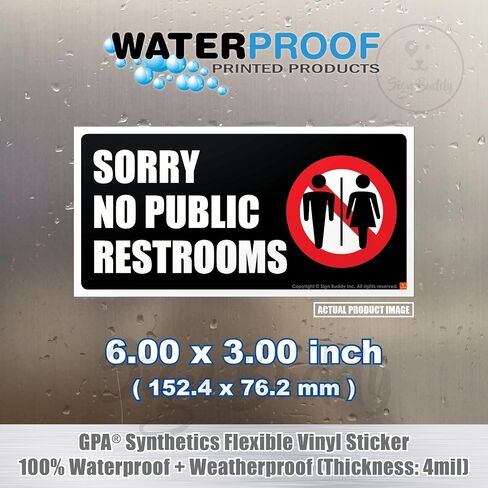Sign-Buddy (2 pcs) SORRY NO PUBLIC RESTROOMS/Restroom For Customers Only Vinyl Sticker for Door Wall Window Outdoor Waterproof Bathroom Toilet Sign in Saudi Arabia