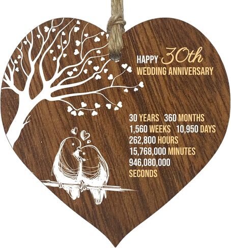 1st Wedding Anniversary Wooden Heart Plaque, Dark Wood Christmas Sign Keepsake, Celebrate Paper Anniversary Wife Husband Boyfriend Girlfriend Mom Dad, Plaque with Quotes Gifts from the Kids in Saudi Arabia
