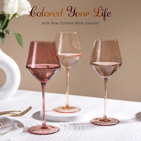 Brown Wine Glasses Set 6-16oz Long Stem-African American Wine Glasses - Hand Blown Amber Stemware for Wedding,Birthday Party in Saudi Arabia