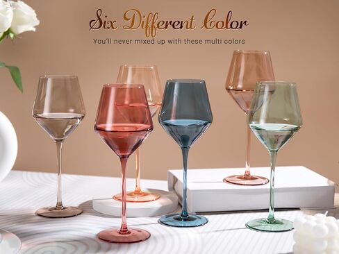 Brown Wine Glasses Set 6-16oz Long Stem-African American Wine Glasses - Hand Blown Amber Stemware for Wedding,Birthday Party in Saudi Arabia