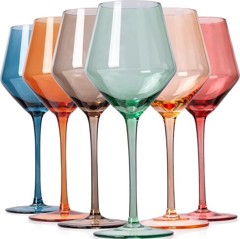 Brown Wine Glasses Set 6-16oz Long Stem-African American Wine Glasses - Hand Blown Amber Stemware for Wedding,Birthday Party in Saudi Arabia