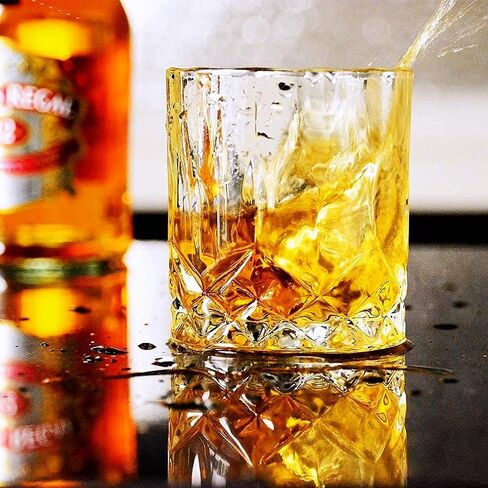 مجموعة نظارات ويسكي مكونة من 4 قطع، نظارات روك، 11 أونصة نظارات سكوتش كريستال خالية من الرصاص، زجاج قديم الطراز لبوربون، كونياك، ويسكي أيرلندي، مجموعة هدايا زجاجية ويسكي مخصصة للرجال والأب والأخ in Saudi Arabia