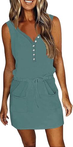 SAUKOLE Women’s Summer Swing Short Dress with Pockets Casual Cover Ups Loose Flowy Sundress in Saudi Arabia