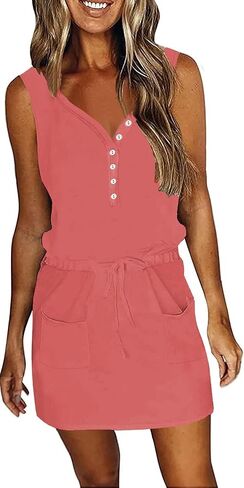 SAUKOLE Women’s Summer Swing Short Dress with Pockets Casual Cover Ups Loose Flowy Sundress in Saudi Arabia