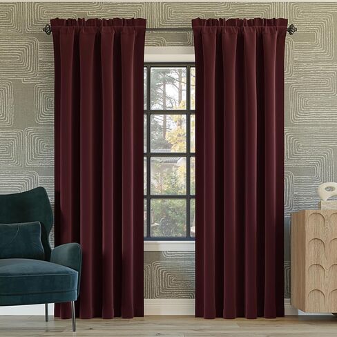 Sun Zero Oslo Theater Grade Extreme Total Blackout Rod Pocket Curtain Panel, 52" x 84", Wine Red in Saudi Arabia