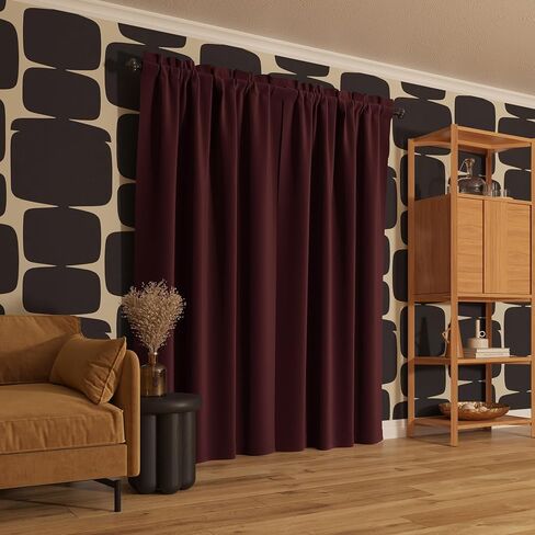 Sun Zero Oslo Theater Grade Extreme Total Blackout Rod Pocket Curtain Panel, 52" x 84", Wine Red in Saudi Arabia