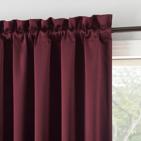 Sun Zero Oslo Theater Grade Extreme Total Blackout Rod Pocket Curtain Panel, 52" x 84", Wine Red in Saudi Arabia