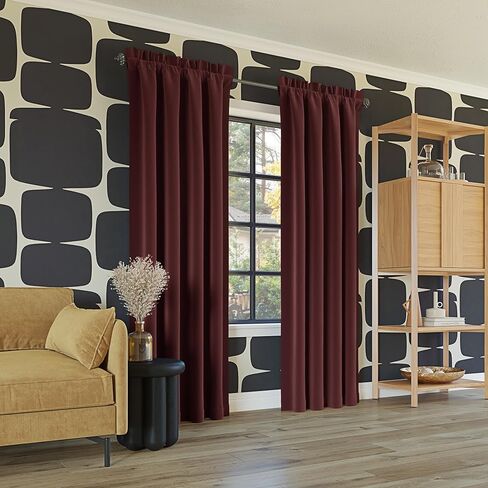 Sun Zero Oslo Theater Grade Extreme Total Blackout Rod Pocket Curtain Panel, 52" x 84", Wine Red in Saudi Arabia