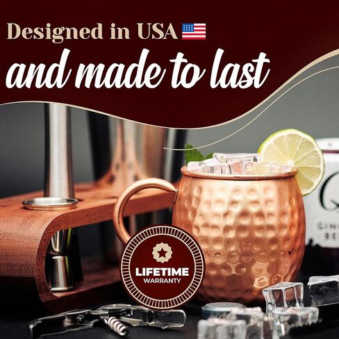 Advanced Mixology [Gift Set] Mule Science Moscow Mule Mugs Set of 4 (19 oz. large size) | 100% Handcrafted | Food Safe | Copper Mugs w/Accessories | Tarnish Resistant Copper Cups in Saudi Arabia