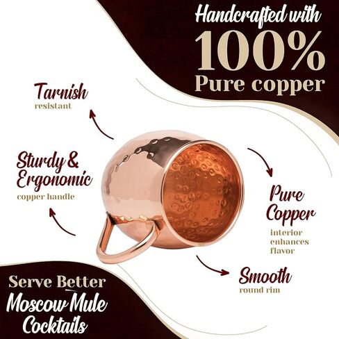 Advanced Mixology [Gift Set] Mule Science Moscow Mule Mugs Set of 4 (19 oz. large size) | 100% Handcrafted | Food Safe | Copper Mugs w/Accessories | Tarnish Resistant Copper Cups in Saudi Arabia