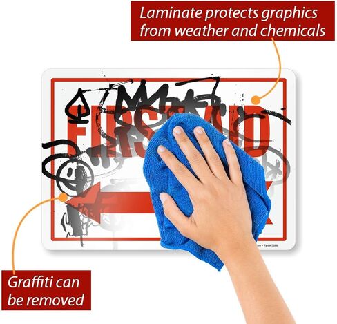 "First Aid" Sign with Left Arrow by SmartSign | 10" x 14" Aluminum in Saudi Arabia