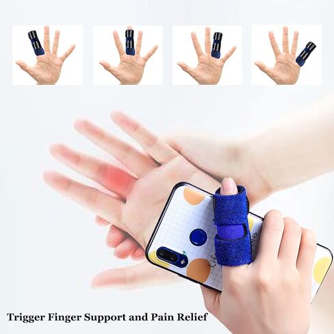 Finger Support Splints, Adjustable Set of 4 Trigger Finger Splint and 10 Nylon Finger Sleeves for Pain Relief, Finger Brace Stabilizer for Broken Finger, Straightening, Arthritis, Injured Finger in Saudi Arabia