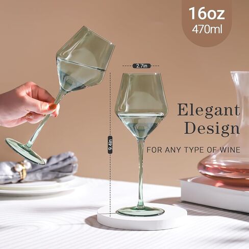 Brown Wine Glasses Set 6-16oz Long Stem-African American Wine Glasses - Hand Blown Amber Stemware for Wedding,Birthday Party in Saudi Arabia