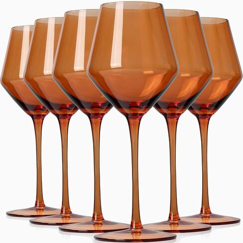 مجموعة كؤوس النبيذ الملونة 6-16oz كؤوس النبيذ متعددة الألوان مع الجذعية 【HandBlown】 مجموعة كؤوس النبيذ الملونة، كؤوس النبيذ الفريدة لحفل الزفاف دش الزفاف in Saudi Arabia