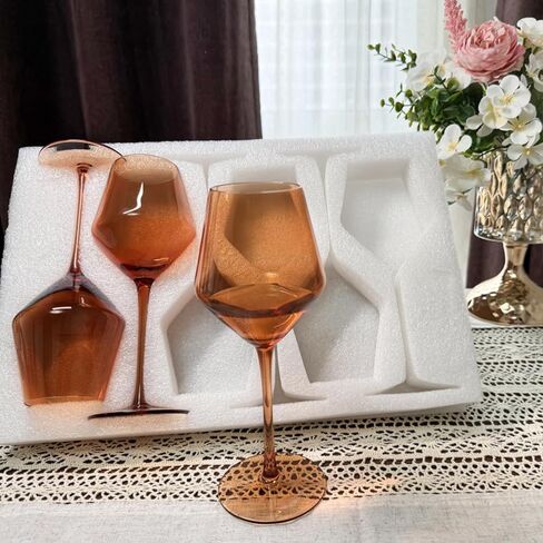 مجموعة كؤوس النبيذ الملونة 6-16oz كؤوس النبيذ متعددة الألوان مع الجذعية 【HandBlown】 مجموعة كؤوس النبيذ الملونة، كؤوس النبيذ الفريدة لحفل الزفاف دش الزفاف in Saudi Arabia