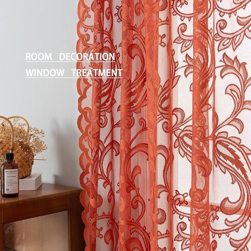 Grey Lace Curtains 63 Inch Length - Rod Pocket Vintage Floral Pattern Lace Curtains for Room Decoration, Elegant Textured Curtains for Kitchen Light Filtering, 54 x 63 Inch, 2 Panel Sets, Grey in Saudi Arabia