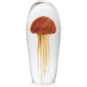 Tall Orange Jellyfish Glow in The Dark Glass Figurine Jelly Fish 9 Inches Tall