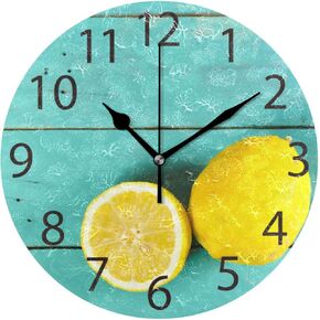 susiyo Daisy Chamomile Flowers on Wooden Texture Wall Clock Round Silent Non-Ticking [Battery Operated] Easy to Read Clocks for Home Kitchen Office Classroom Living Room Bedroom