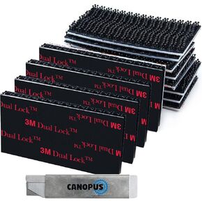 CANOPUS Adhesive Pads 1in x 2in, Set of 16 (8 Pairs), Waterproof Hook and Loop Pads, Number Plate Pads, SJ3550CF, Black